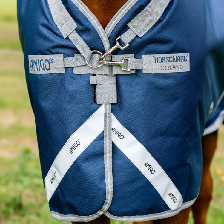 Couverture D'extérieur Horseware Amigo Bravo 12 Plus 0g MARINE/GRIS ORAGE/ARGENT