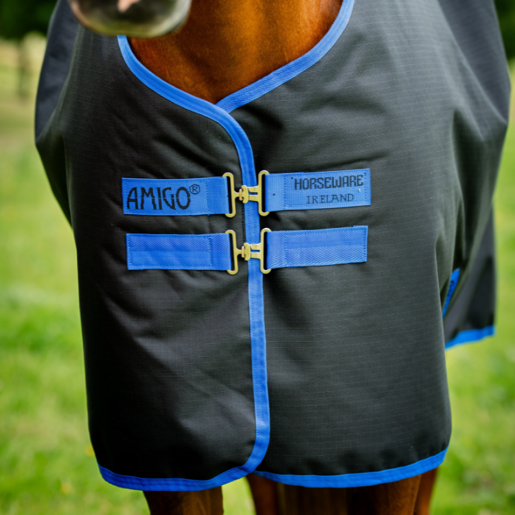 Couverture D'extérieur Horseware Amigo Ripstop Plus Turnout 0gr NOIR/BLEU CLASSIC