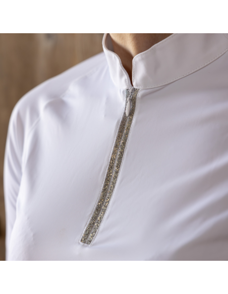 Chemise De Concours Kentucky Tirette Pailletée Manches Longues Femme BLANC