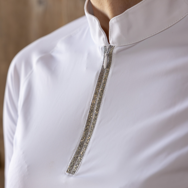 Chemise De Concours Kentucky Tirette Pailletée Manches Longues Femme BLANC