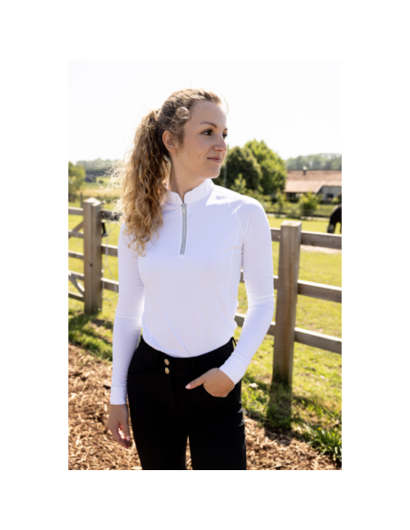 Chemise De Concours Kentucky Tirette Pailletée Manches Longues Femme BLANC