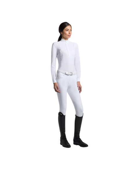 Polo Cavalleria Toscana Perforated L/S BLANC