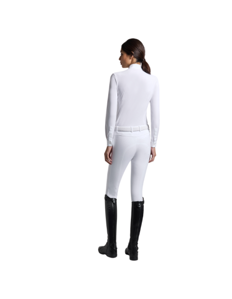 Polo Cavalleria Toscana Perforated L/S BLANC