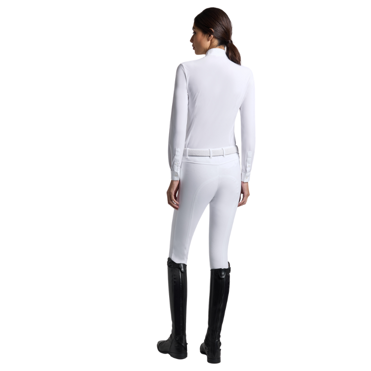 Polo Cavalleria Toscana Perforated L/S BLANC