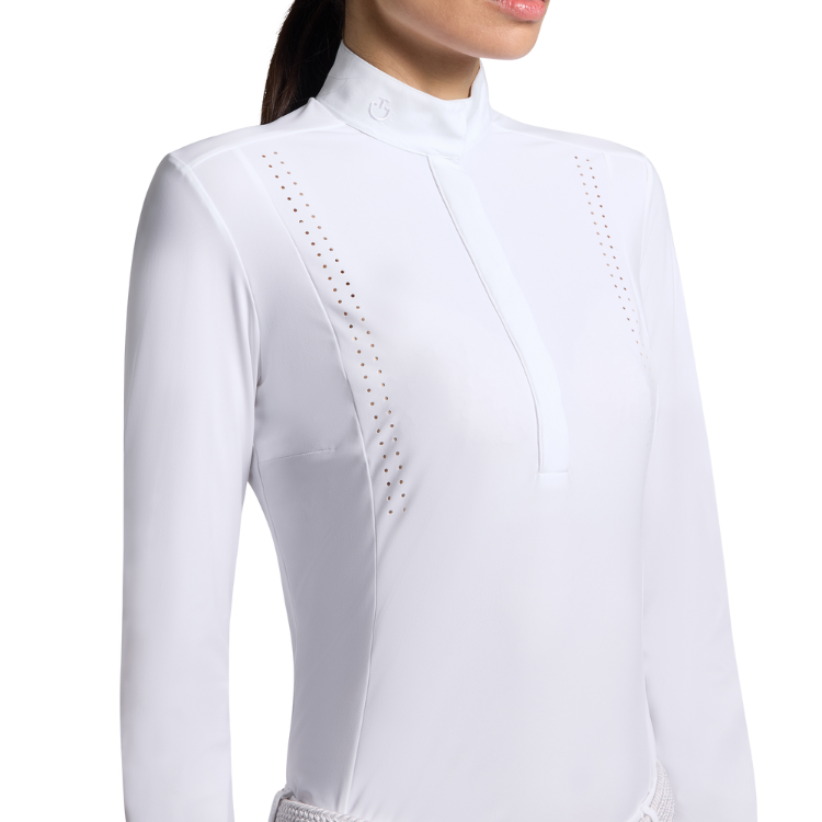 Polo Cavalleria Toscana Perforated L/S BLANC