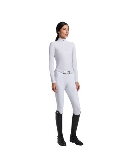 Polo Cavalleria Toscana Warm Jacquard Insert L/S BLANC