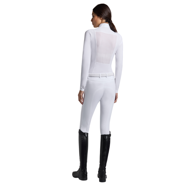 Polo Cavalleria Toscana Warm Jacquard Insert L/S BLANC