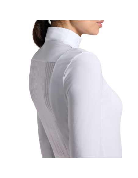 Polo Cavalleria Toscana Warm Jacquard Insert L/S BLANC