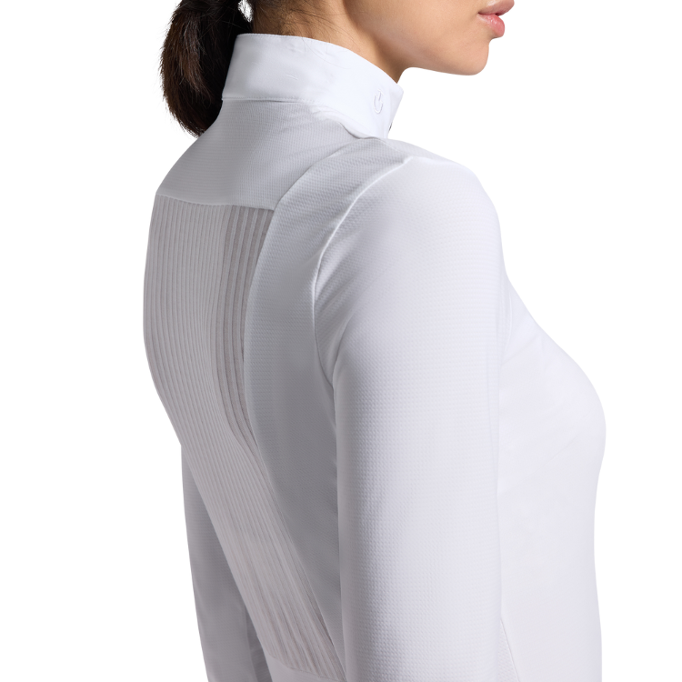 Polo Cavalleria Toscana Warm Jacquard Insert L/S BLANC
