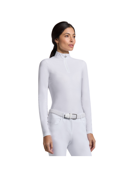 Polo Cavalleria Toscana Warm Jacquard Insert L/S BLANC