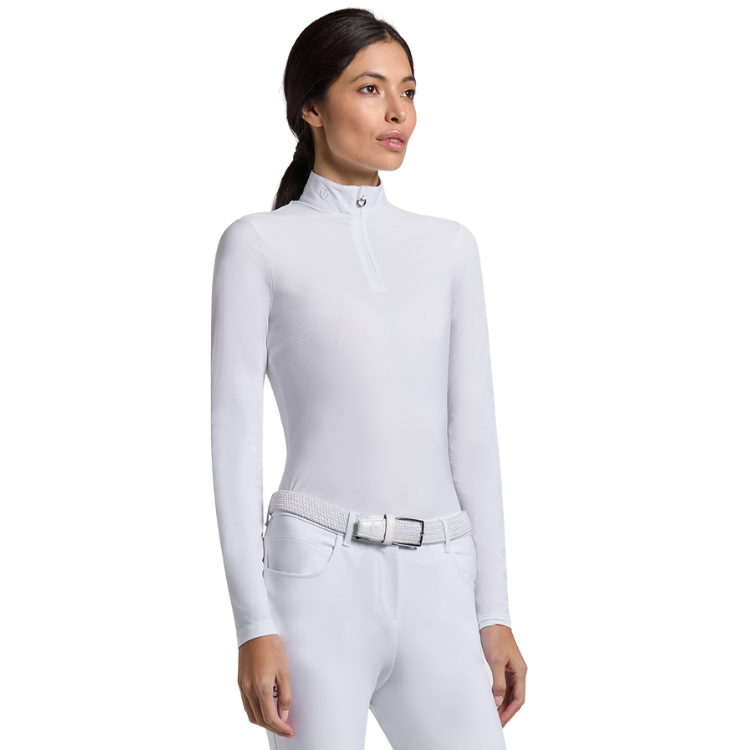 Polo Cavalleria Toscana Warm Jacquard Insert L/S BLANC