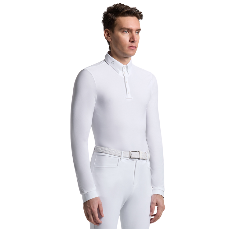 Polo Cavalleria Toscana Warm L/S BLANC