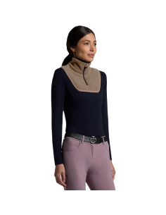 Polo Technique Cavalleria Toscana Insert Polaire Warm Jersey NOIR/NOISETTE