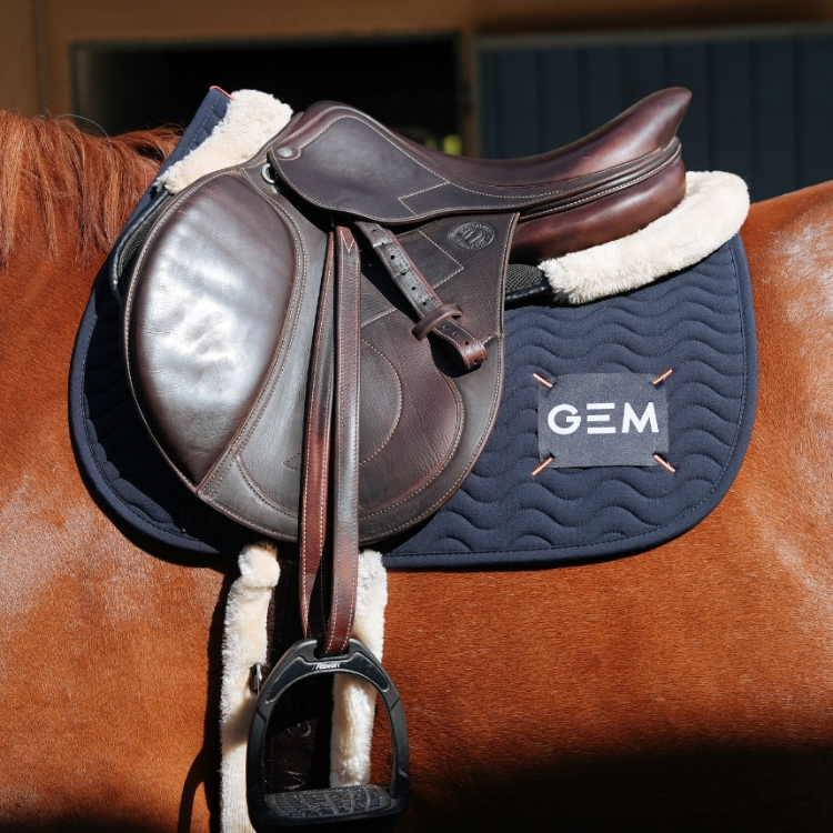 Tapis de selle pour cheval HFI - grey/navy - Full - Sport