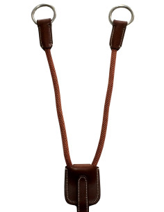 Fourche de martingale Silver Crown cuir/corde cognac