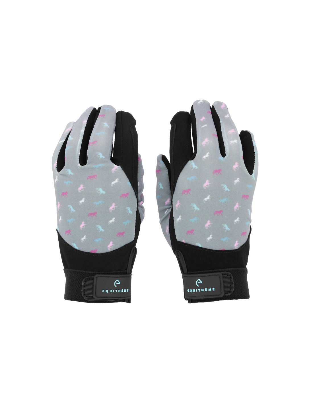 Gants D'équitation Equithème Filet – Noirs, Unisexe Enfant Et Adulte