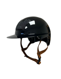 Casque Kask Kooki Lady Shine Swarovski Crystal Carpet Jugulaire Beige NOIR