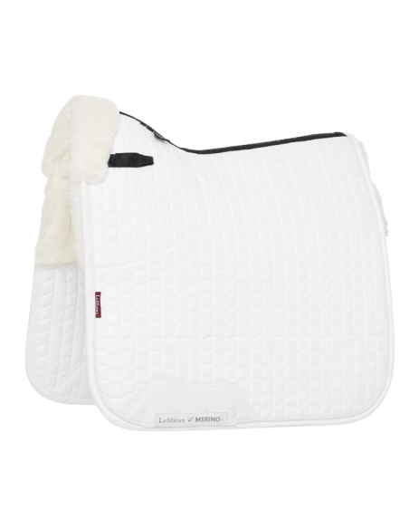 Tapis De Selle LeMieux & Amortisseur Intégré Merino+ Suédine Dressage BLANC