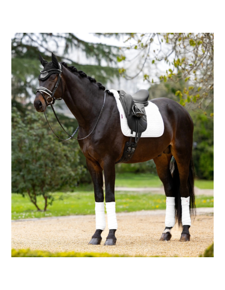 Tapis De Selle LeMieux & Amortisseur Intégré Merino+ Suédine Dressage BLANC