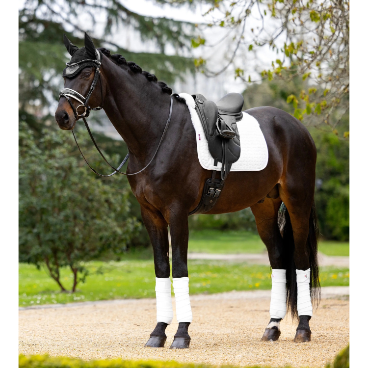 Tapis De Selle LeMieux & Amortisseur Intégré Merino+ Suédine Dressage BLANC