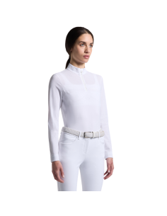 Polo Cavalleria Toscana Perforated L/S BLANC