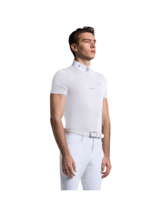 Polo Cavalleria Toscana Jersey Zip S/S BLANC