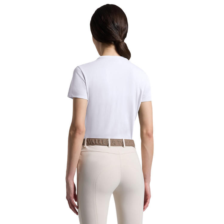 T-Shirt Cavalleria Toscana Floral Embroidery BLANC