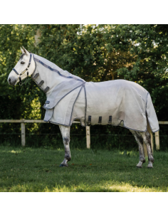 Couverture Anti-Mouches Horseware Optimo Protector Plus ARGENT/GRIS ORAGE/ARGENT