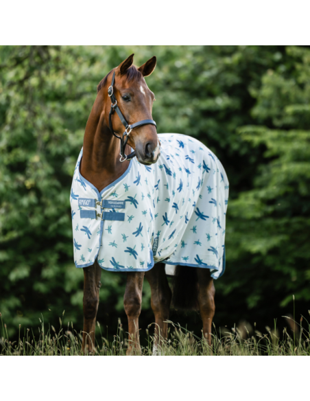 Couverture Anti-Mouches Horseware Amigo Bug Rug LIBELLULES/ARGENT/BLEU