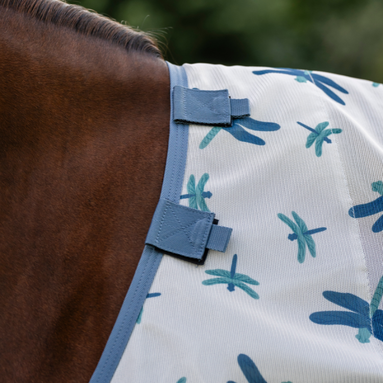 Couverture Anti-Mouches Horseware Amigo Bug Rug LIBELLULES/ARGENT/BLEU