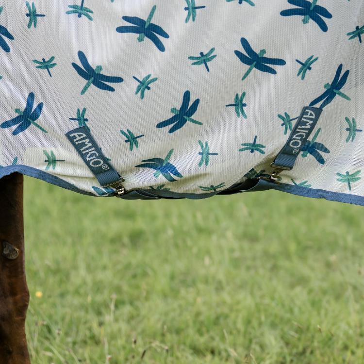Couverture Anti-Mouches Horseware Amigo Bug Rug LIBELLULES/ARGENT/BLEU