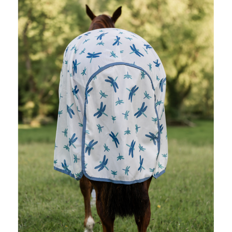 Couverture Anti-Mouches Horseware Amigo Bug Rug LIBELLULES/ARGENT/BLEU