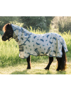 Couverture Anti-Mouches Horseware Amigo Bug Rug Plus Petite LIBELLULES/ARGENT/BLEU