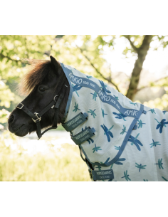 Couverture Anti-Mouches Horseware Amigo Bug Rug Plus Petite LIBELLULES/ARGENT/BLEU 2
