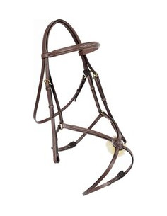 Bridon CWD Doublé 1/2 Rond Muserolle Croisée Surpiqué Tabac 2
