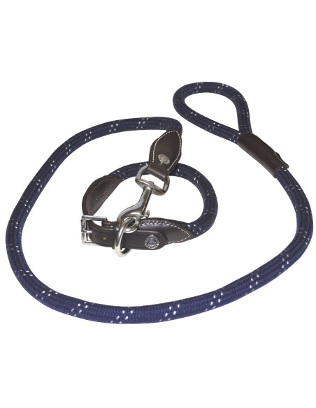 Collier + Laisse Canter Corde Marron/Marine