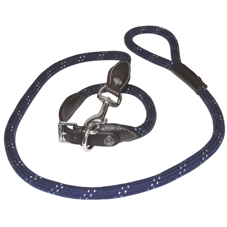 Collier + Laisse Canter Corde Marron/Marine