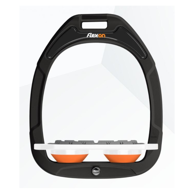 Cadre noir plancher plat blanc élastomères orange