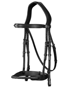 Bridon Dy'on Muserolle Corde Recouverte De Cuir NEC noir