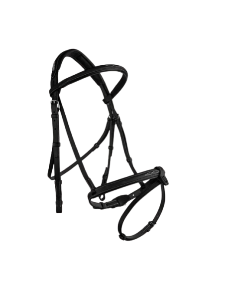 Bridon CWD doublé 1/2 rond muserolle française surpiqué Noir