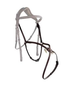 Muserolle croisée CWD doublée 1/2 rond surpiqué Châtaigne