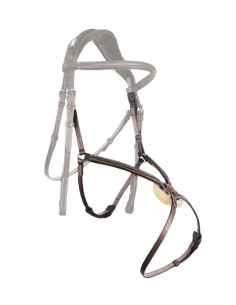 Muserolle croisée CWD doublée 1/2 rond Châtaigne