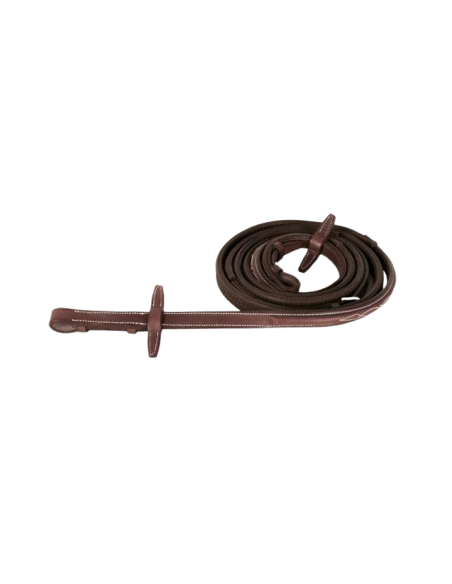 Rênes CWD Caoutchouc 1/2 Rond Surpiqué châtaigne