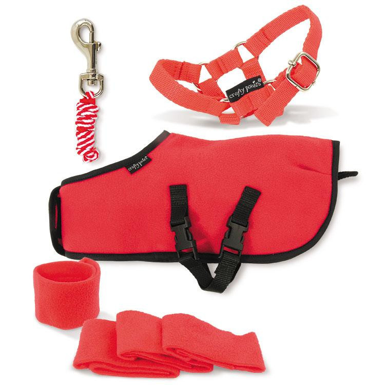 Set Polaire Crafty Ponies Rouge