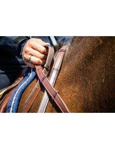 Rênes Dy'on Hunter Grip Avec 7 Arrêtoirs 5/8 NEC brun 2