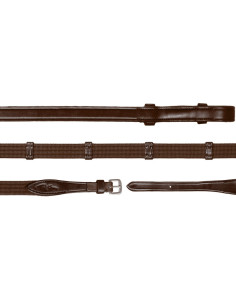 Rênes Dy'on Tissu 5/8 Avec 9 Arrêtoirs NEC Dressage brun