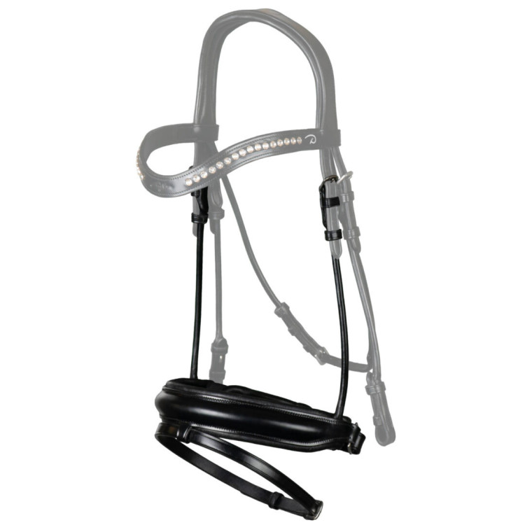 Muserolle Combinée Dy'on Moyenne Pull Back Mat NEC Dressage noir