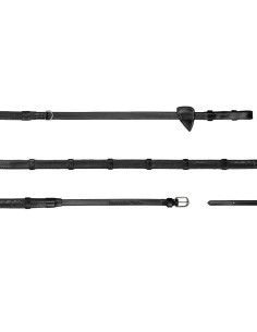 Rênes Dy'on 1/2 Howlett Caoutchouc Avec 7 Boucles En Cuir Working brun 2