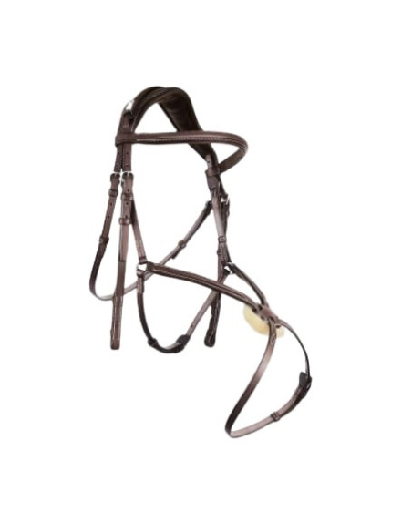 Bridon Anatomique CWD Muserolle Croisée 1/2 Rond Châtaigne