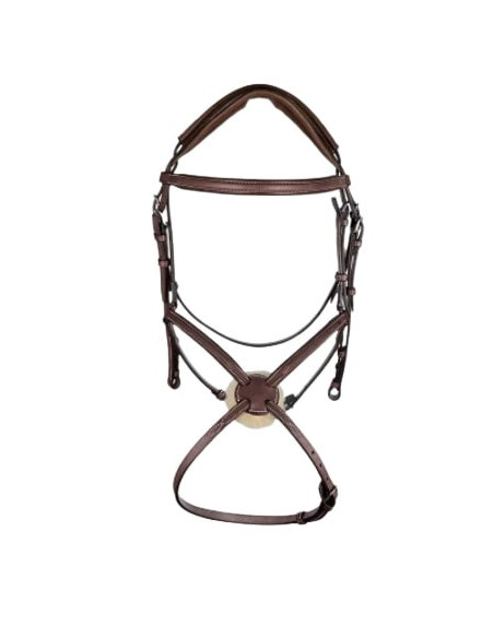 Bridon Anatomique CWD Muserolle Croisée 1/2 Rond Châtaigne